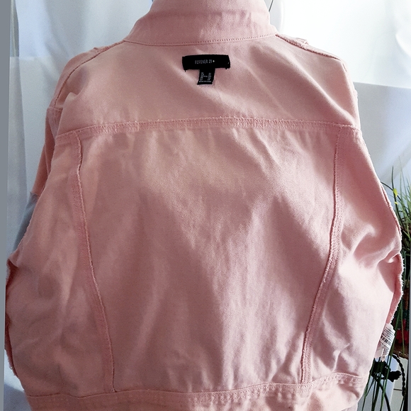 Forever 2+🎀Retro Pink Colorblock Big Pocket Denim Jacket - Picture 6 of 10